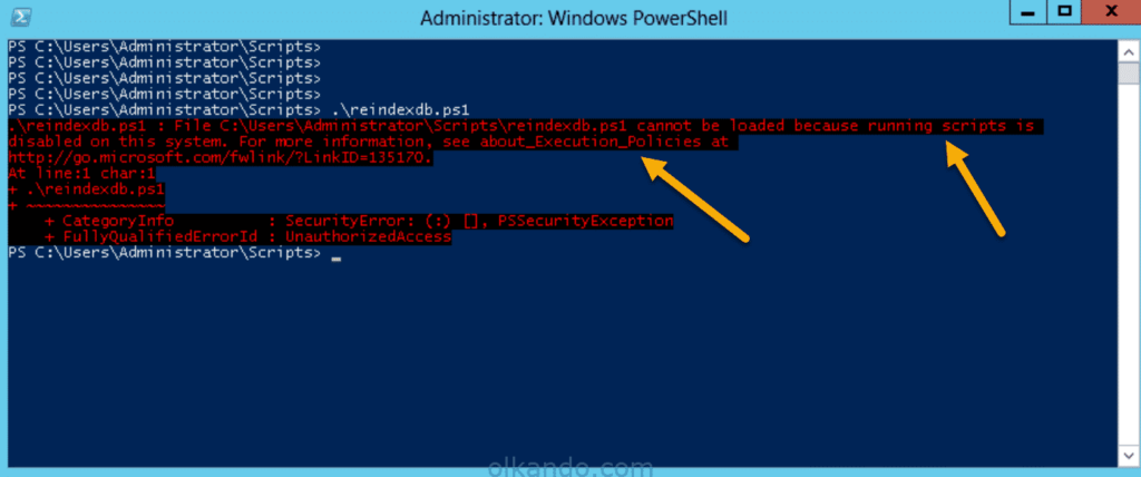 Powershell running script hatası