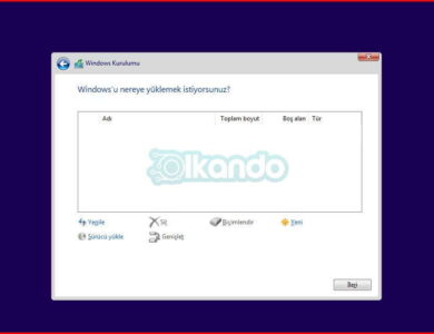 windows kurulum diskler -