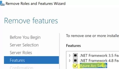 Removing Azure Arc Setup Feature on Windows Server 2022